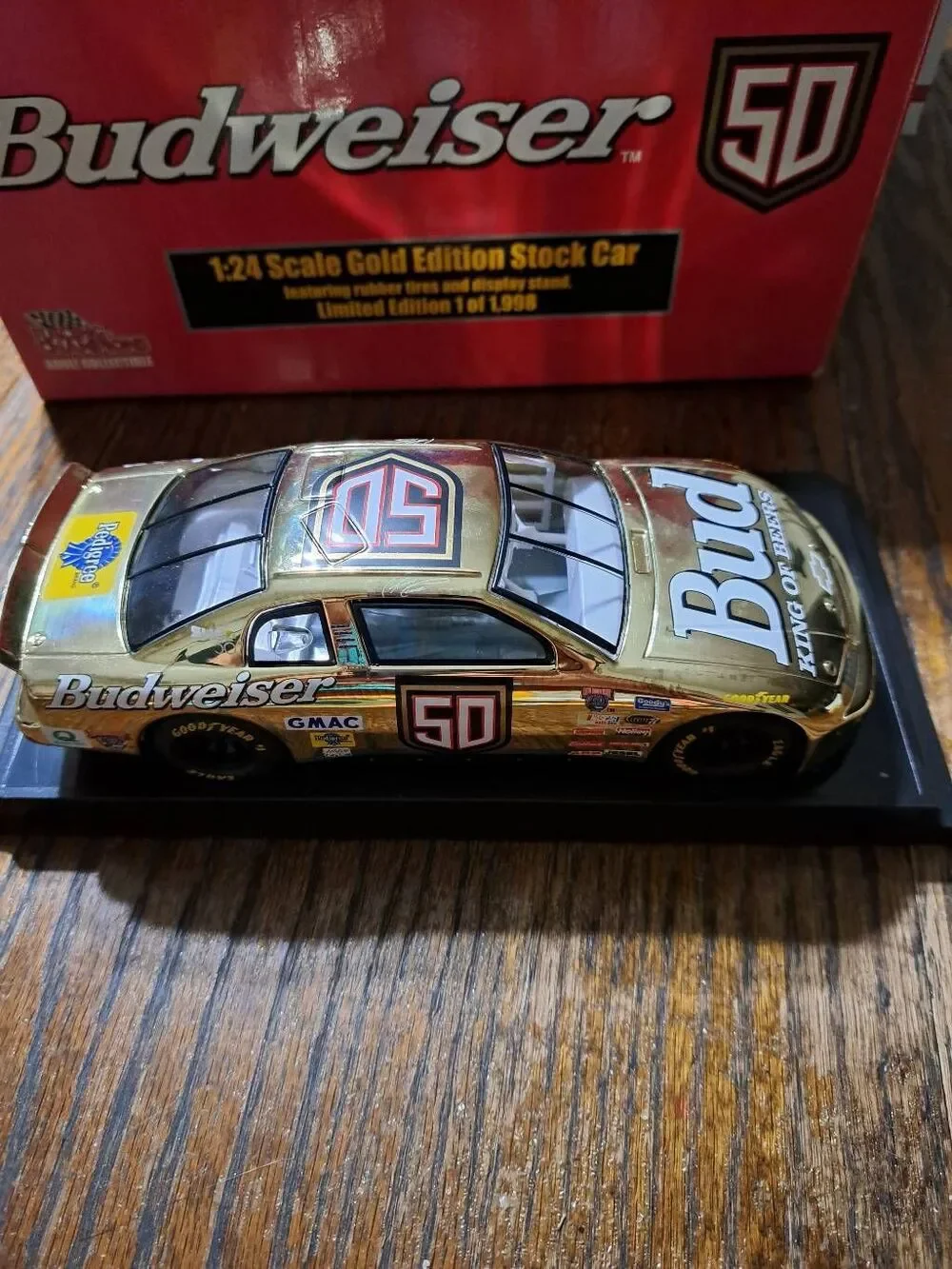 Vintage 98 Racing Champions Gold Ricky Craven #50 Bud Die Cast Nascar Race Car